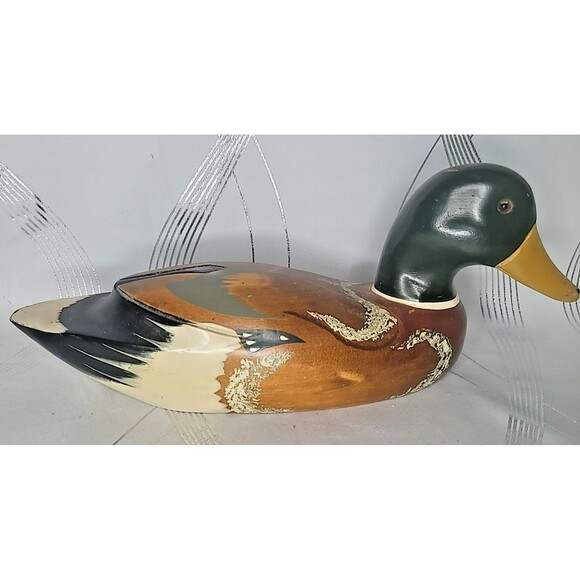 Vintage Hand Carved & Hand Painted Mallard‎ Duck Decoy Signed Jamalanowski - Picture 2 of 16